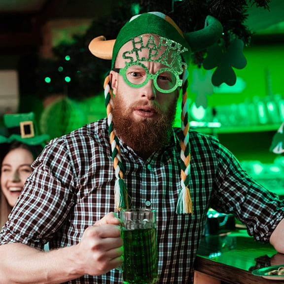 AZXY Saint Patricks Day Accessories,Decorative Shamrock Glasses,St Patricks Day Decorations,Glasses Irish Gifts for Home Party Supplies