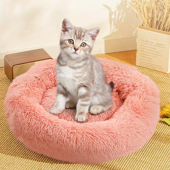 AZXY Small Dog Beds On Sale,Donut Dog Bed,Cat Beds for Indoor Cats Clearance,Indestructible Washable Chew Proof Comfort Dog Mat Pink