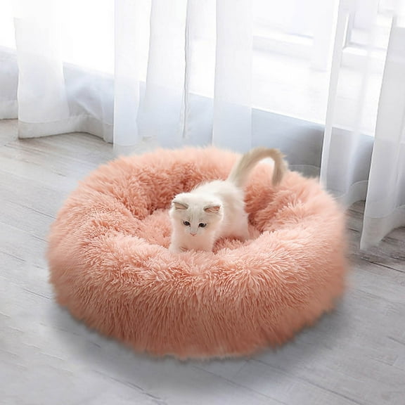 AZXY Small Dog Beds On Sale,Donut Dog Bed,Cat Beds for Indoor Cats Clearance,Indestructible Washable Chew Proof Comfort Dog Mats for Crate Pink