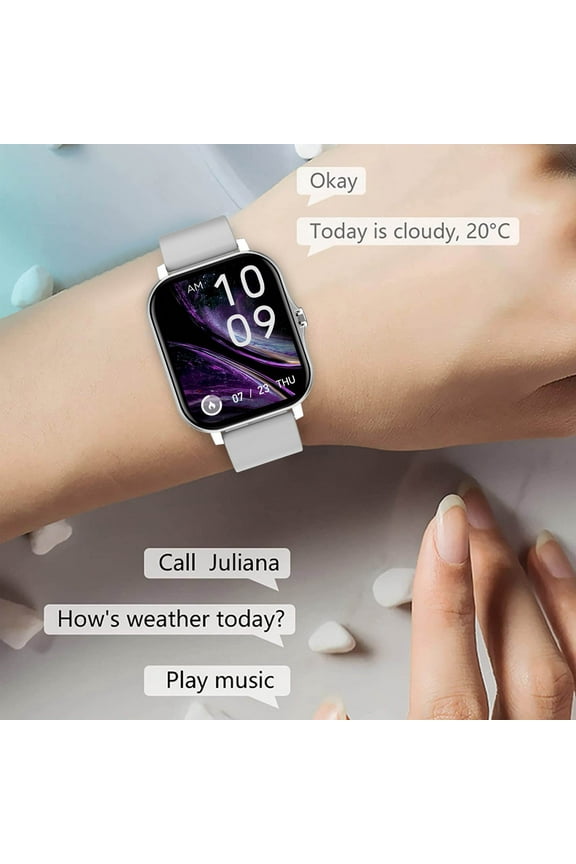 Smart Watch,Fitness Smart Watches,Health Smart Watches,Sports Smart Watch,Touchscreen Smartwatches Bluetooth Android with Talk Call and Text Clearance,Silver