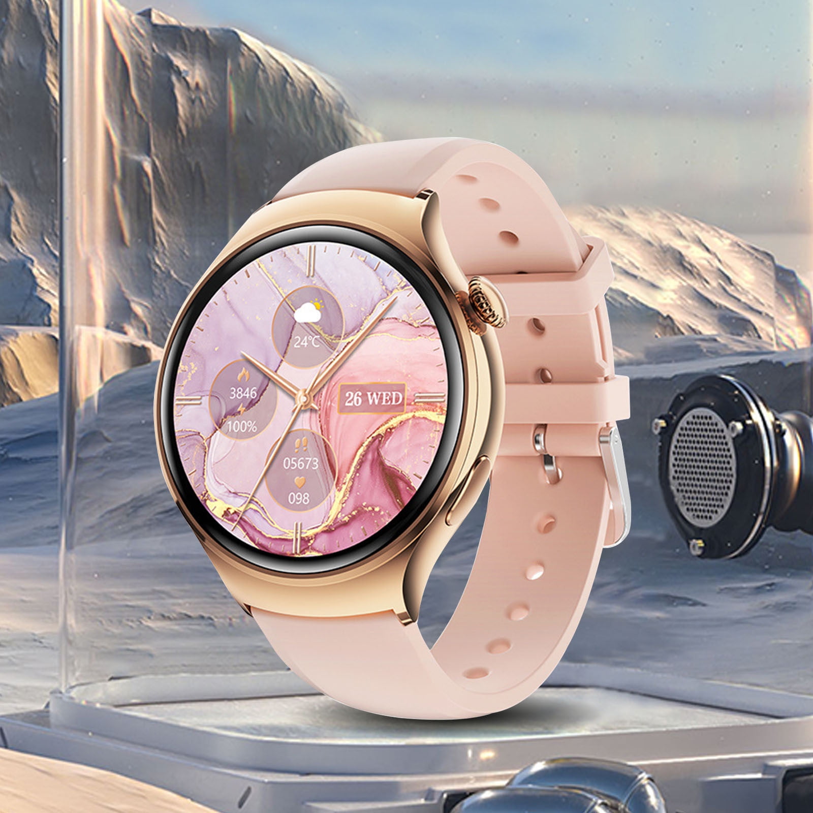 AZXY Smart Watch,Health Smart Watches,Bluetooth Smart Watch,Cheap Sports Touchscreen Smartwatch for Women Men Android with Talk Call Music,Waterproof Fitness Trackers,Pink
