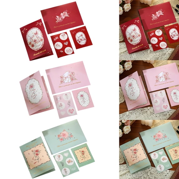AZXY Stereoscopic Valentine's Day Greeting Card - Classic Rose Flower Design with Envelope, Sticker & Small Card, 5.91x3.94in for Romantic Gifts, Her & Him, Emotional Expression, Festive Celebrations