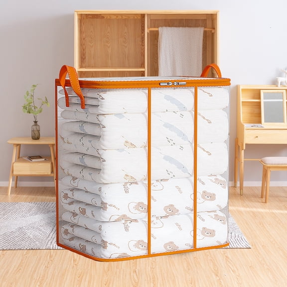 AZXY Storage Containers for Clothes,Blanket Storage Bags,Closet Organizer Bins,Clothes Storage Box for Home,Foldable Large Blanket Container for Living Room with Lids Handle Clearance