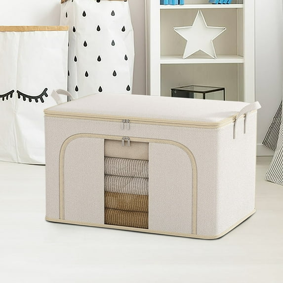 AZXY Storage Containers for Clothes,Blanket Storage Bags,Closet Organizer Bins with Lids Handle,Foldable Large Blanket Container for Living Room Clearance