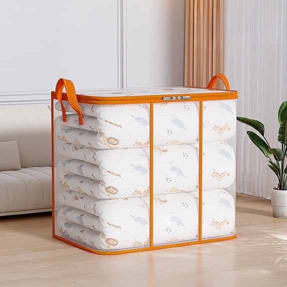 AZXY Storage Containers for Clothes,Closet Organizer Bins,Foldable Large Blanket Container for Living Room with Lids Clearance,Blanket Storage Bags Zippered with Handle