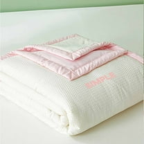 AZXY Summer Quilt,Cooling Comforter Queen,Soft Breathable Cotton Lightweight Quilt,Cooling Blankets for Beds,White,Pink