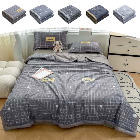 AZXY Summer Quilt, Gray Whale Print Cooling Quilt, 59.06x78.74 in Washed Cotton Bedspread Coverlet, Lightweight Washable Breathable Air Conditioning Blanket