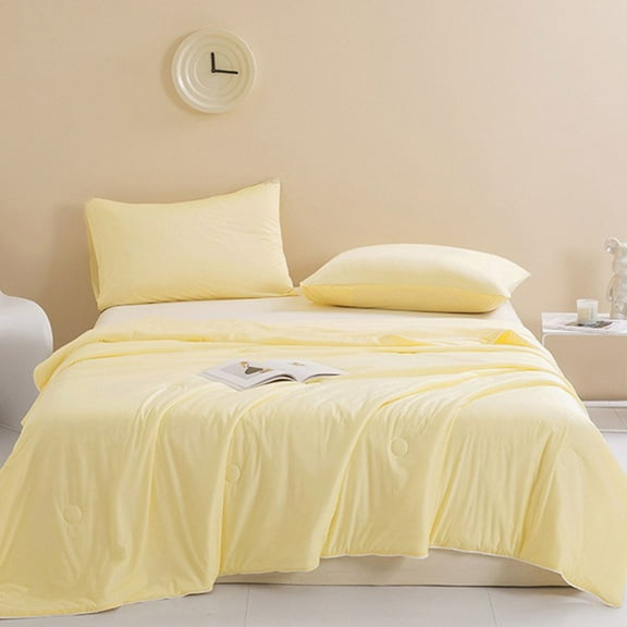 AZXY Summer Quilt,Quilts for Queen Bed,Cooling Comforter for Hot Sleepers,Breathable Cotton Lightweight Quilt,200x150cm,Yellow