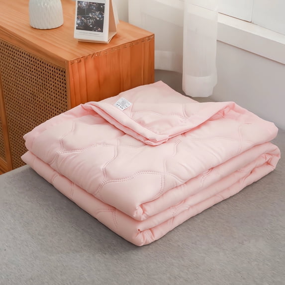 AZXY Summer Quilt,Quilts for Queen Bed,Solid Washable Cooling Comforter for Hot Sleepers,Breathable Cotton Lightweight Quilt Queen/Full,Pink