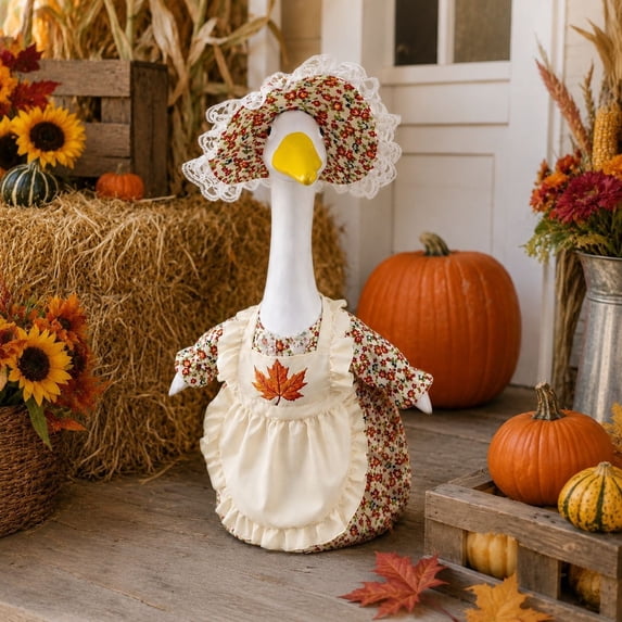 AZXY Thanksgiving Porch Goose Outfits, Goose Costume Dress, 23 Inch Goose Clothes for Cement & Plastic Goose Statue, Duck Clothes, Fall Decor for Yard Lawn Patio Garden Home