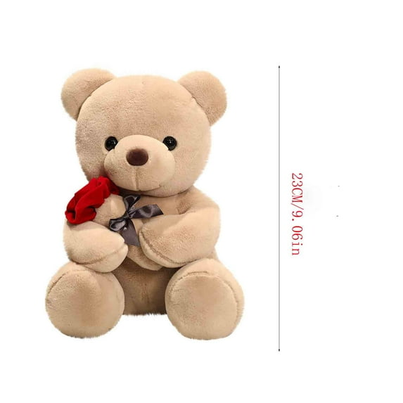 AZXY Valentines Day Stuffed Animals Small,Valentine Plush Animals,Brown Small Bear with Rose Plush Doll Valentines Day Gifts for Him Her 9",Valentine Stuffed Toys