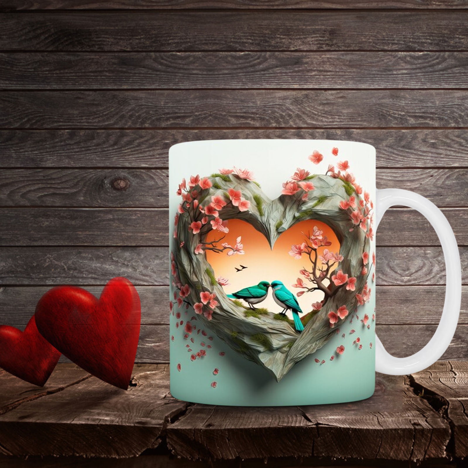 Valentine's Day Themed 5D Patterned Heart Thermos Cup