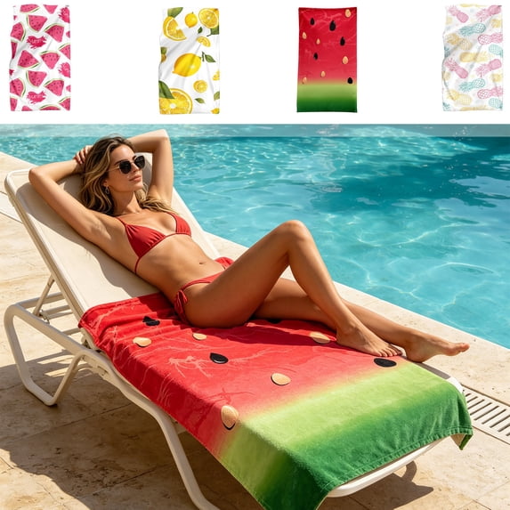 AZXY Watermelon Gradient Beach Towel, Oversized Microfiber Beach Towels, Quick Dry Sand Free Large Absorbent Bath Towel for Adults, Pool, Travel, Gym, Camping, 59x29.5 Inch