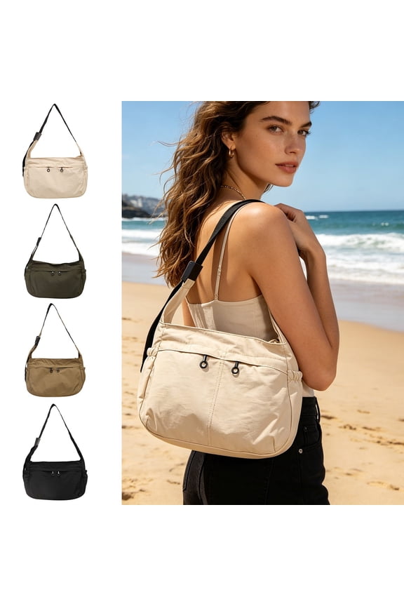 Waterproof Nylon Dumpling Crossbody Bag, Large Capacity Versatile Shoulder Bag for Daily Commute and Casual Outings, Khaki