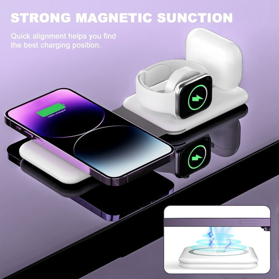 AZXY Wireless Charger,Charging Stand for Phone,Charging Stations,Desk Adjustable Magnetic Fast Charger Pad for Smart Watch Phone Earbuds