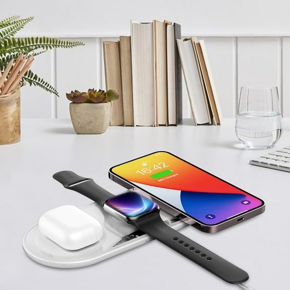AZXY Wireless Charging Station,Charging Station for Multiple Devices,Wireless Charger,Desk Folding Magnetic Fast 3 in 1 Charger Pad for Smart Watch Phone Earbuds