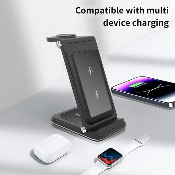 AZXY Wireless Charging Station,Charging Station for Multiple Devices,Wireless Charger,Desk Magnetic Fast 3 in 1 Charger Compatible for Smart Watch Phone Apple Android Iphone Samsung Devices