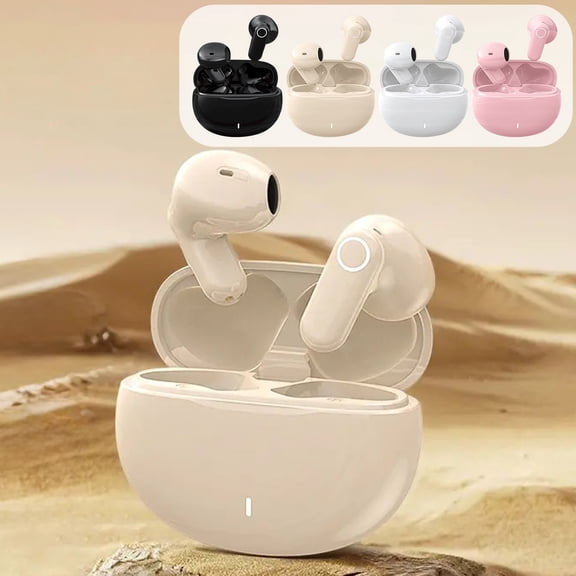 AZXY Wireless Short-Stem Half-In-Ear Bluetooth Earbuds, 48H Playtime, Bluetooth 5.4, Noise Reduction, Comfortable Fit, Pink