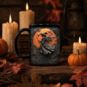 AZXY Witch Halloween Mug, Ceramic Halloween Mugs Witch Bats Print, Ceramic Travel Mug, Halloween Coffee Mug Coffee Halloween Cup Decor, Gift Choice Coffee Mugs Coffee Halloween Home Table Decor