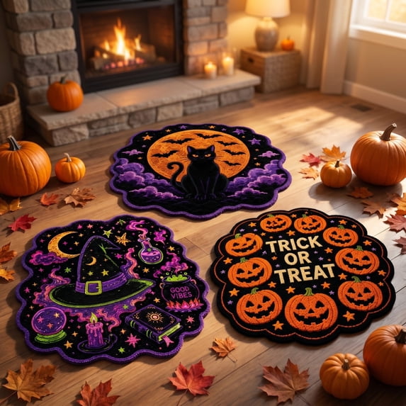 AZXY Witch Hat Halloween Doormat Rug, Welcome Front Door Mat, Indoor & Outdoor Decor Doormat, Halloween Door Mat for Inside Entrance & Outside Entry, Durable Front Entrance Halloween Doormat