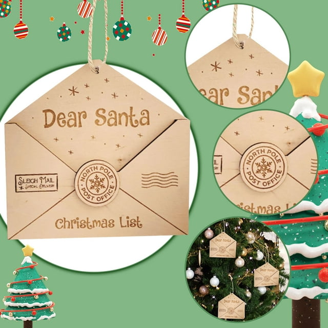 AZZAKVG Christmas Decor 3D Letter To Santa Hanging Ornaments Christmas