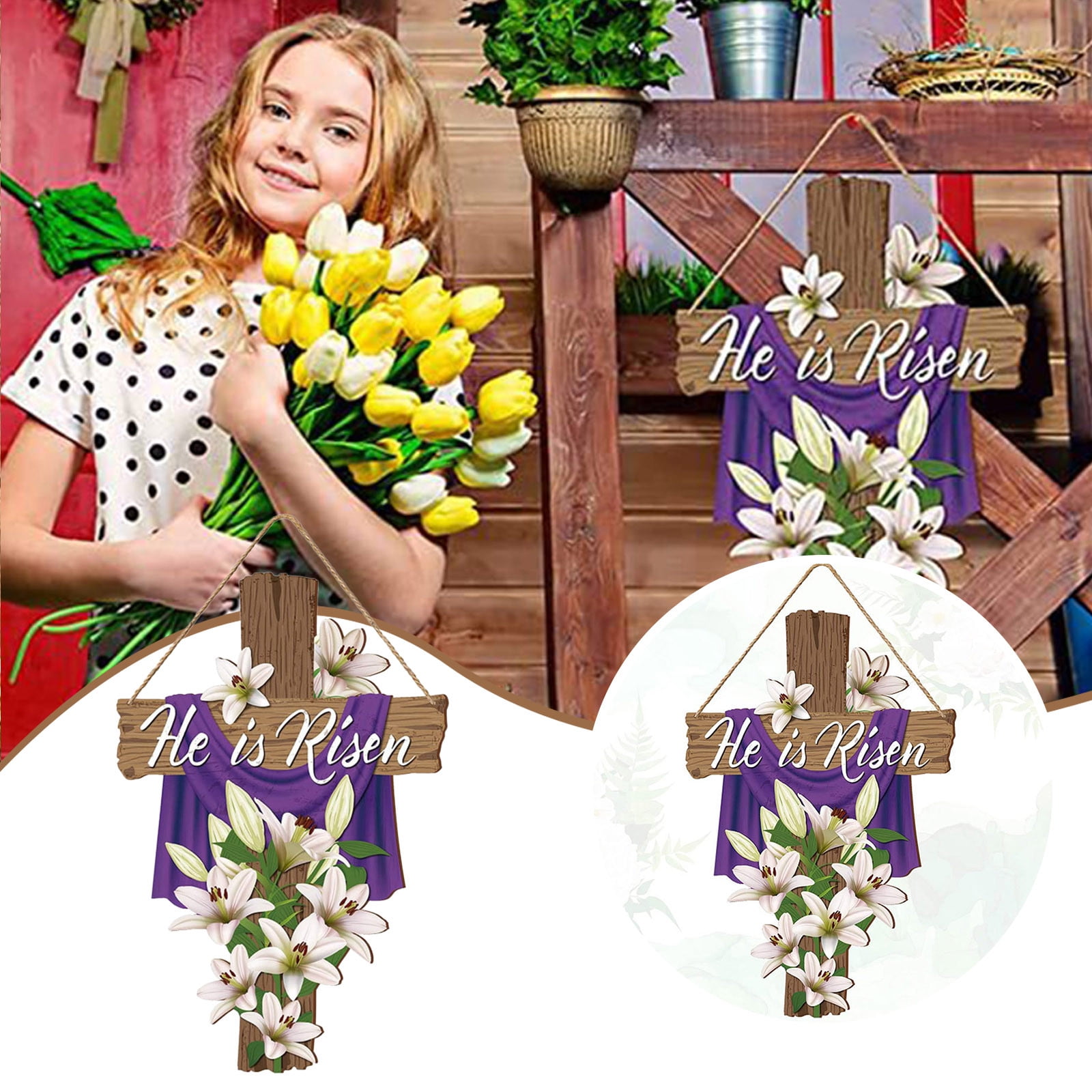 Easter Rope AZZAKVG Easter,Wall Wooden Easter Gifts with Rope On Hanging Wall Or ...