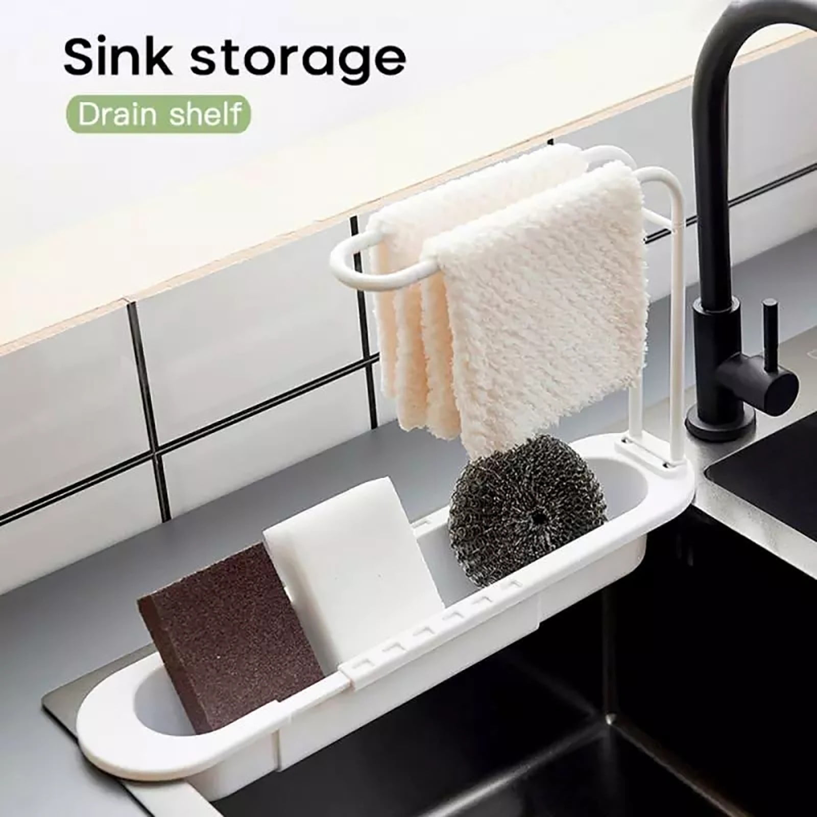 AZZAKVG Faucet Bathroom Storage Kitchen Sink Holders Racks Telescopic ...