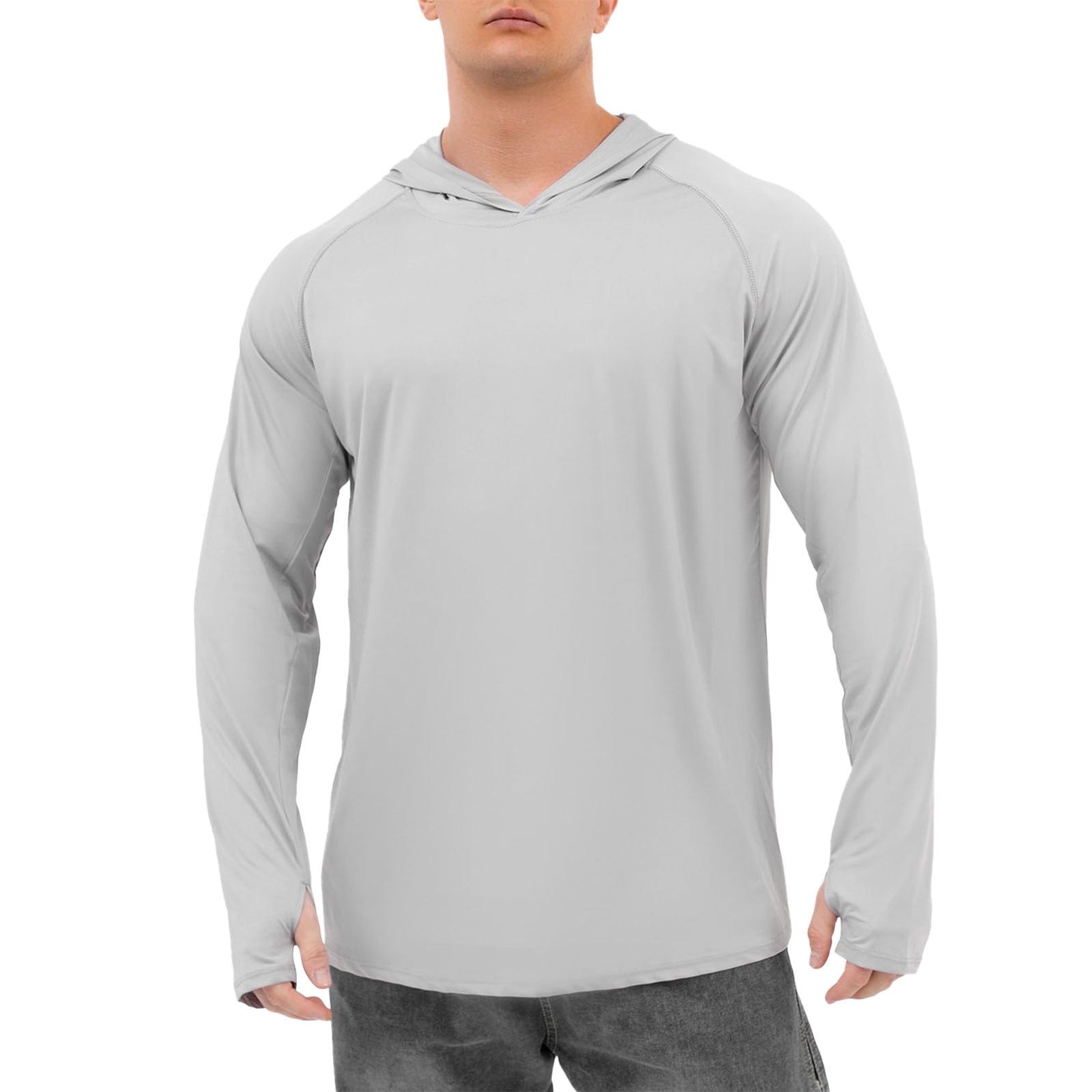 Sun Shirt UPF 50+ Men'S Fishing Shirt Long Sleeve UV Protection Hoodie Rash Guard for Swimming Running Hiking Light