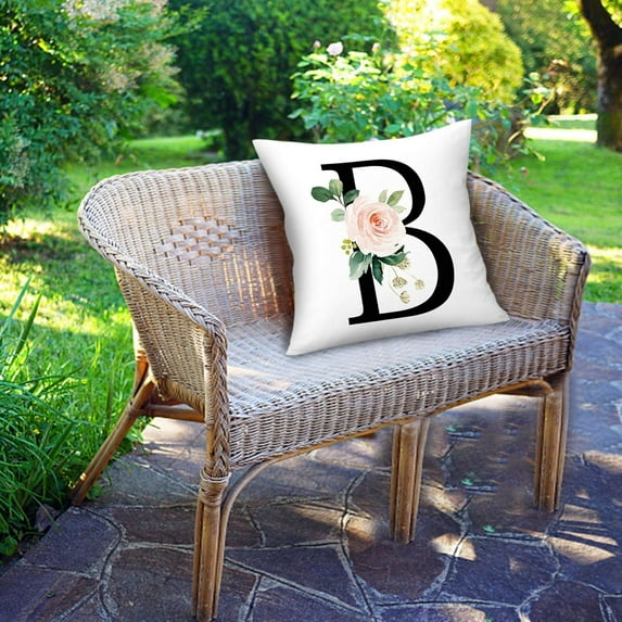 AZZAKVG Mother'S Day Room Decor Pillow Case Throw Covers Alphabet Decorative Cases Abc Letter Flowers Cushion 18 X Inch Square Protectors For Sofa Couch Bedroom Car Chair Home