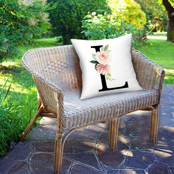 AZZAKVG Mother'S Day Room Decor Pillow Case Throw Covers Alphabet Decorative Cases Abc Letter Flowers Cushion 18 X Inch Square Protectors For Sofa Couch Bedroom Car Chair Home