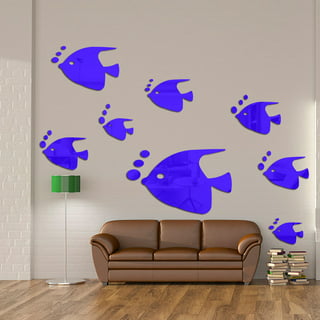 JDEFEG Little Stick On Mirrors Sea Animals Fishes Theme Waterproof Acrylic Mirror  Wall Decor Stickers Removable Dog Diy Sticky Mural Stickers Decals for Kid  Baby On Mirror Tiles Hexagon Red 