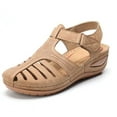 thumbnail image 1 of AZZAKVG Thick Sole Sandals for Women Soft Leather Closed Toe Vintage Anti Slip Premium Shoes Hollow, 1 of 6