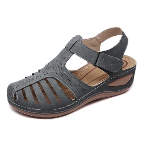 AZZAKVG Thick Sole Sandals for Women Soft Leather Closed Toe Vintage Anti Slip Premium Shoes Hollow