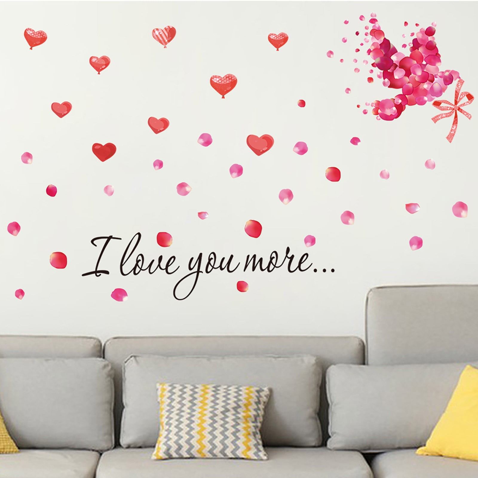 AZZAKVG Valentine's Day Home Decor Pink Stickers Love English Sticker