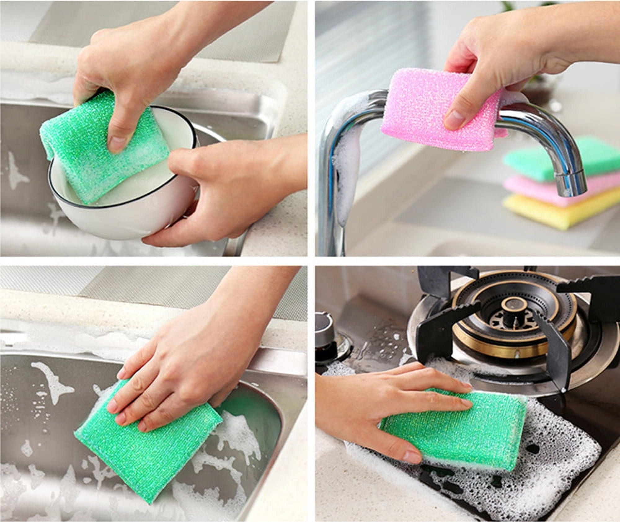 Thick Sponge Cleaning Brush with Handle Kitchen Sponge Cleaner Scrubbing  Sponge Eraser Tools