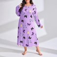 thumbnail image 1 of AZZAKVG Women'S Large Loose Long Sleeve Butterfly Print Drop Shoulder Sleeping Dress, 1 of 6