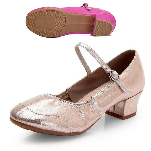 AZZAKVG Women'S Solid Color Buckle Full Sole Rubber Low Heel Thick Dance Shoes Sandals