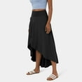 thumbnail image 1 of AZZAKVG Women'S Solid Color High Waist And Low Ruffles Two In One Quick Drying Casual Irregular Drape Mid Length Skirt, 1 of 8