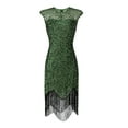 thumbnail image 1 of AZZAKVG Women'S Vintage 1920S Sequin Beaded Tassels Party Night Hem Flapper Gown Dress, 1 of 9