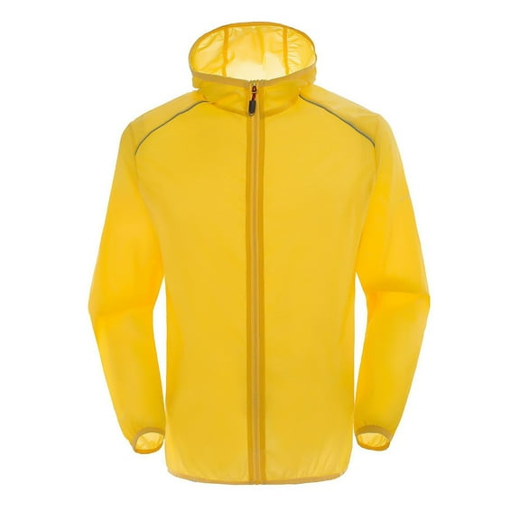 AZZAKVG Women Solid Rain Jacket Outdoor Plus Size Hooded Windproof Loose Coat Water Proof Raglan Cuff Storage Bag