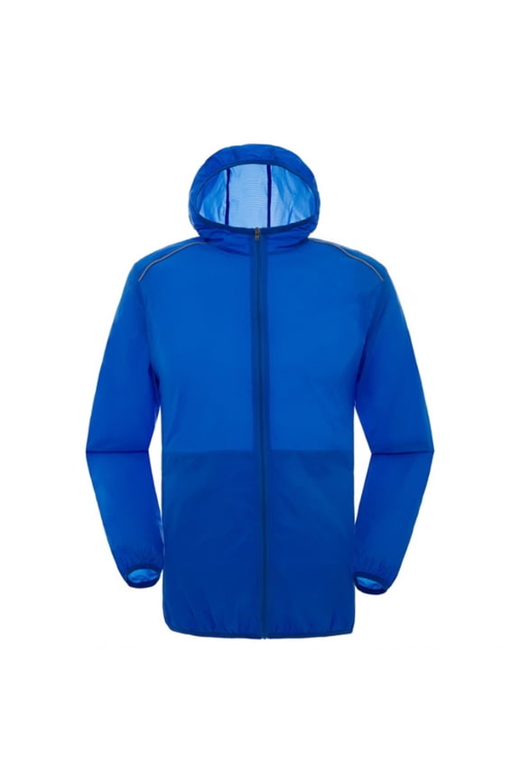 Women Solid Rain Jacket Outdoor Plus Size Hooded Windproof Loose Coat Water Proof Raglan Cuff Storage Bag