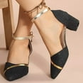 thumbnail image 1 of AZZAKVG Womens Low Mid Square Heel Ankle Strap Sandal Office Ladies Pointed Toe Shoes Chunky Heels, 1 of 8