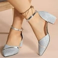 thumbnail image 1 of AZZAKVG Womens Low Mid Square Heel Ankle Strap Sandal Office Ladies Pointed Toe Shoes Chunky Heels, 1 of 7