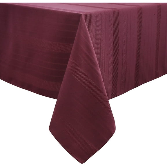 AZZCIA Christmas Waffle Stripe Rectangle Oblong Tablecloth 60"x102",Stain and Water Resistant Table Cover for Farmhouse Dinning (8-10Seats,Wine Red)