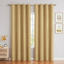 AZZCIA Faux Suede Light Gold Room Darkening Curtains, 55” x 84” (2 Panels)
