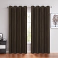 thumbnail image 1 of AZZCIA Coffee Brown Faux Suede Room Darkening Grommet Curtain Panels, 2 Panels, 55"W x 84"L, 1 of 6