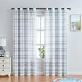 thumbnail image 1 of AZZCIA Linen Plaid Christmas Farmhouse Window Curtain for Living Room, Geometric Check Grommets Semi Sheer Window Treatment, 54"x84"x2, Blue/White, 1 of 7