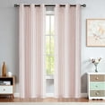 thumbnail image 1 of AZZCIA Red Stripe Linen Semi Sheer Curtain for Living Room Farm House Rustic Window Treatment Sets Drape, Grommet, 40"x84"x2, 1 of 8