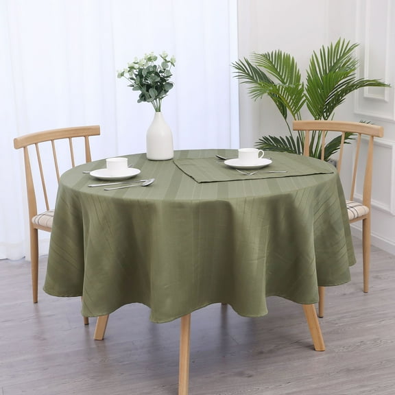 AZZCIA Round Waffle Stripe Tablecloth Stain and Water Resistant for Kitchen Dinning Party Farmhouse(70“×70“, Sage Green)