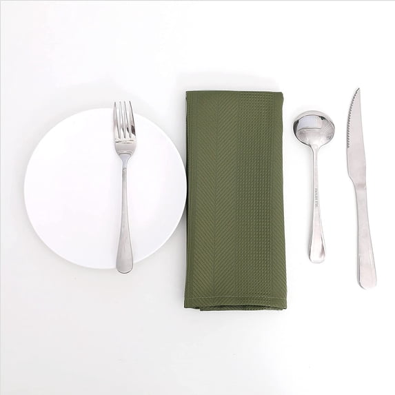 AZZCIA Waffle Stripe Napkin Set of 4 (19“×19"), Solid Washable for Holiday Dining, Wedding or Party, Sage